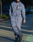 Combinaison homme grise James Suit, col chemise et boutonnage sur le haut – vue 5
