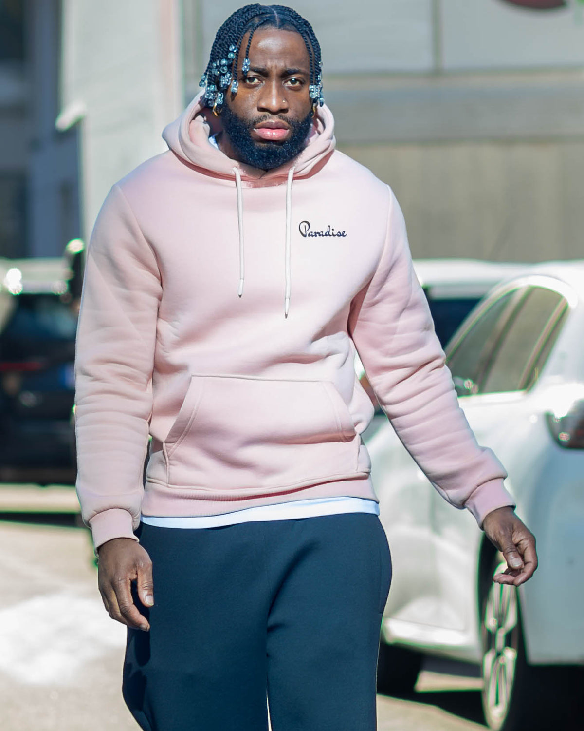 Sweat à capuche rose Parise Paradise Khryzmaparise, tenue décontractée – vue 7