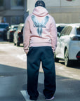 Sweat à capuche rose Parise Paradise, détail du hoodie – vue 8