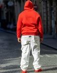 Sweat à capuche rouge Khryzmaparise, capuche à cordon de serrage, coupe large – vue 2