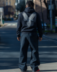 Sweat à capuche noir Parise Paradise, capuche à cordon et poche kangourou, look de rue – vue 2