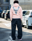 Sweat à capuche rose Parise Paradise, capuche à cordon de serrage, coupe large – vue 2